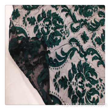 Maglia in maglia tessuto verde burnout tessuto in velluto tessuto in velluto per vestiti